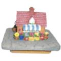 Squared Mums Flowers House Candle Topper