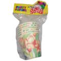 6 Pack Flowered Colored Party Paper Cups