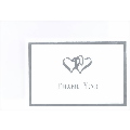 Silver Double Hearts Thank You Note Cards