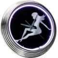 Neon Clock Lady Silhoutte