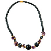16" Magnetic Hematite Necklace With Purple Accents