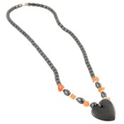 16" Magnetic Hematite Necklace With Center Heart