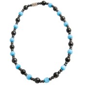 16" Magnetic Hematite Necklace With Blue Cats Eye