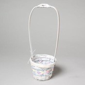 White Wash with Pastel Colors Basket with Handle