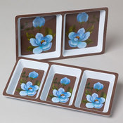Blue Peony Design 2 or 3 Section Serving Tray