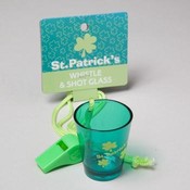 St. Patrick's Day Whistle and Shot Glass