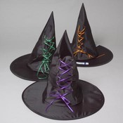 Witch Hat Black W/Laced Ribbon 3 Styes