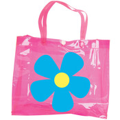 9X3X7.50"Vinyl Flower Print Tote Bag