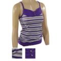 Ladies Striped Tank Top with Rhinestone Buttons
