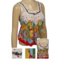 Ladies Sleeveless Top w/Pok-a-Dot + Floral Print