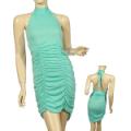 Ladies Plus Size Halter Dress W/Ruching In Front