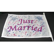 ''Just Married'' Car Flag with Holder