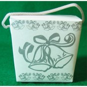 White Wedding Box With Silver Bell Print