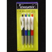Retractable ball point pens - 4 pack