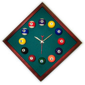 12in Diamond Billiard Clock Cherry &amp; Dark Green Ma