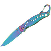 Rainbow Folding Knife with Carabiner