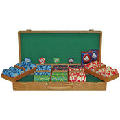 500 PaulsonR National Poker Series Chips w/Oak Cas