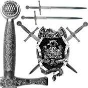 Sword Set with Dragon Display Plaque - 14 inches