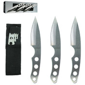 Set 3 Ninja Stealth Silver Throwing Knives with  N