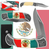 4.25 Inch Mexican Flag Folding Pocket Knife with S