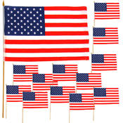 One dozen 12" x 18" Cloth American Flags