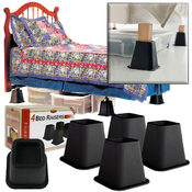 4 Pack of Black Bed Raisers - 6 Inches - As Seen o