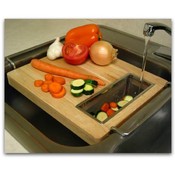 Chromed steel and wood oversink kitchen cutting bo