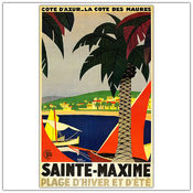 Sainte Maxime by Roger Broders-Framed 24x32 Canvas