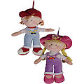 Large Boy And Girl In Overalls With Matching Hat