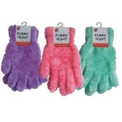 Assorted Colors - Ladies Furry Winter Gloves