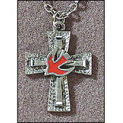 Round Dove Cross Pendant