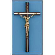 10" Wood and Brass Crucifix