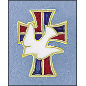 Dove With Blue and Red Cross Pin