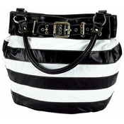 Black and White Stripe Bucket Handbag