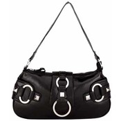 Small Black Handbag with Ring Flap