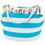 Blue and White Stripe Bucket Handbag