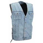 Laced Side - Denim Motorcycle Vest