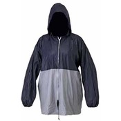 All-Weather Blue/Gray Rain Jacket with Pouch