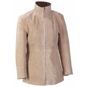 Ladies' Genuine Leather Jacket - Tan Suede