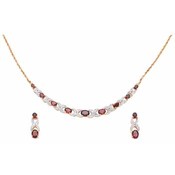 Garnet/Diamond Necklace &amp; Matching Earrings