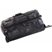 Jumbo 30" Black Leather Rolling Duffle Bag