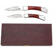 2pc Lockback Knife Set in Wooden Box