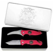 2pc Fire and Rescue Liner Lock Knife Set