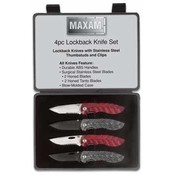 4pc Stainless Steel Lockback Knife Set