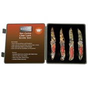 4pc Camo Liner Lock Knife Set