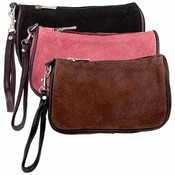 Solid Genuine Suede Leather Cosmetic Bag