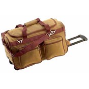 20" Brown Faux Leather Trolley Bag