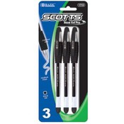 BAZIC Scotts Black Color Gel-Pen w/ Grip (3/Pack)