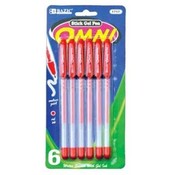 BAZIC Omni Red Stick Gel Pen - (6/Pack)