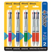 BAZIC Silver Top 4-Color Pen w/ Cushion Grip